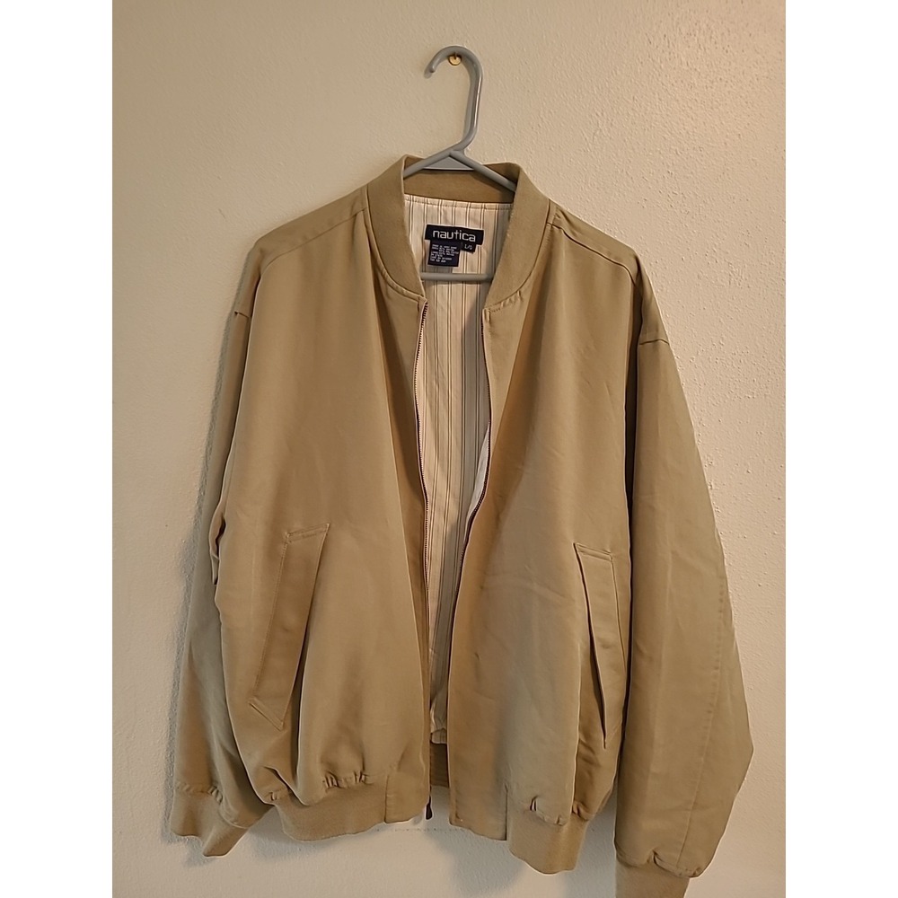 Vintage Nautica Tan Zip Jacket  Mens Large Lined Corduroy‎ 90s
